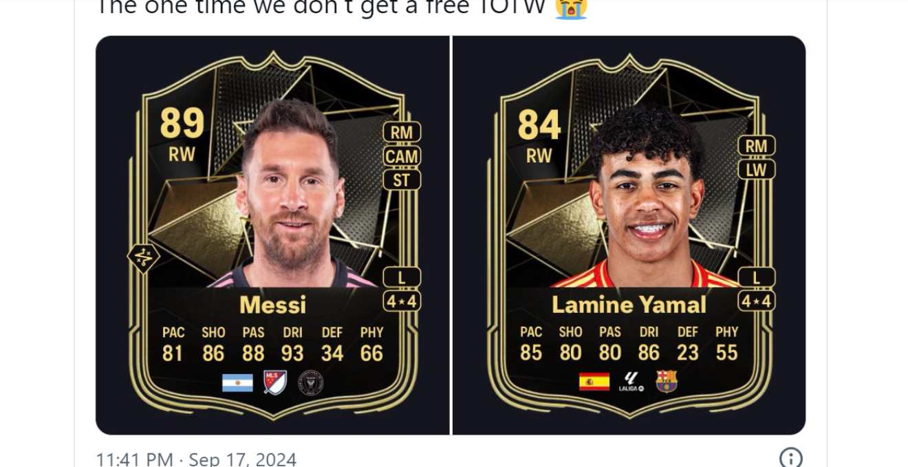 EA FC 25 TOTW 1 — Messi, Yamal e Adeyemi